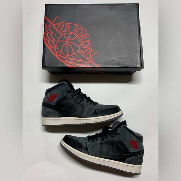 Jordan 1 Retro Mid Black Gym Red Anthracite Mens 9 - Picture 8 of 14